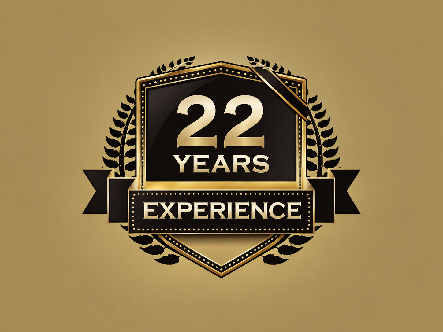 Black and gold OrCal experience badge reading 22 Years Experience.